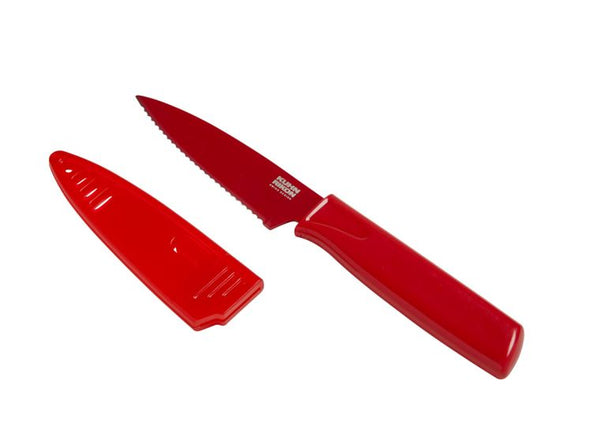 Paring Knife 4”, Serrated with Sheath, Apple – KR23361