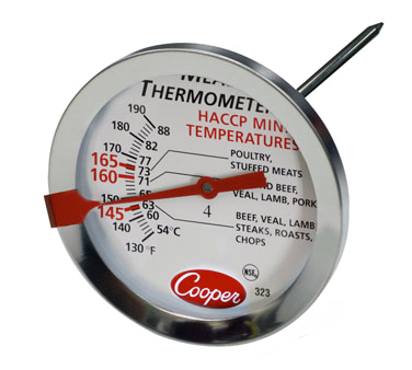 Cooper-Atkins 323-0-1 Bi-Metal Meat Thermometer, 130 to 190 Degrees F