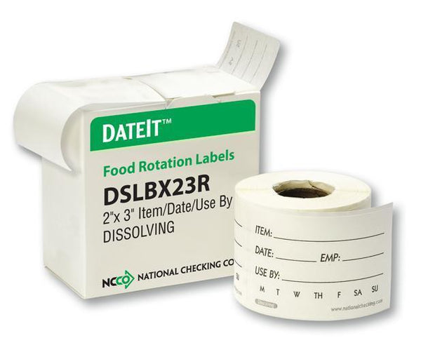 Food Safety 2" x 3" Dissolving Label- 250 per Roll - DSLBX23R