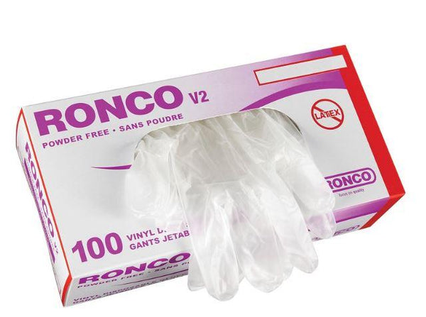 V2 Clear Vinyl Disposable Gloves, Powder Free, Small, 100 per Box - 223CF