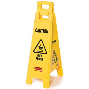 Wet Floor Sign, Yellow, 4 Sided - FG611477YEL