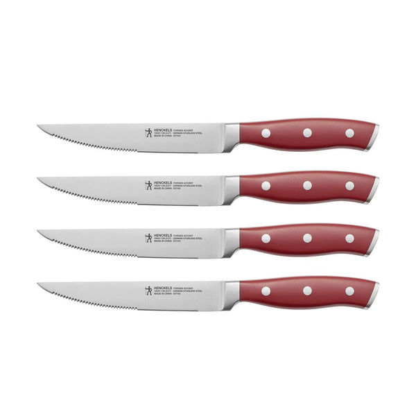 Henckels Forged Accent Steak Knife Set, 4Pc, Red – 19547-004
