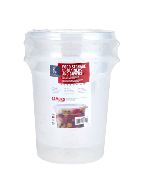 Cambro Round 8Qt Container with Lid, Grab N Go 2 Pack - RFS8PPSW2190