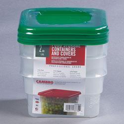 Cambro Square 2Qt Container with lid, Grab N Go 3 Pack - 2SFSPPSW3190