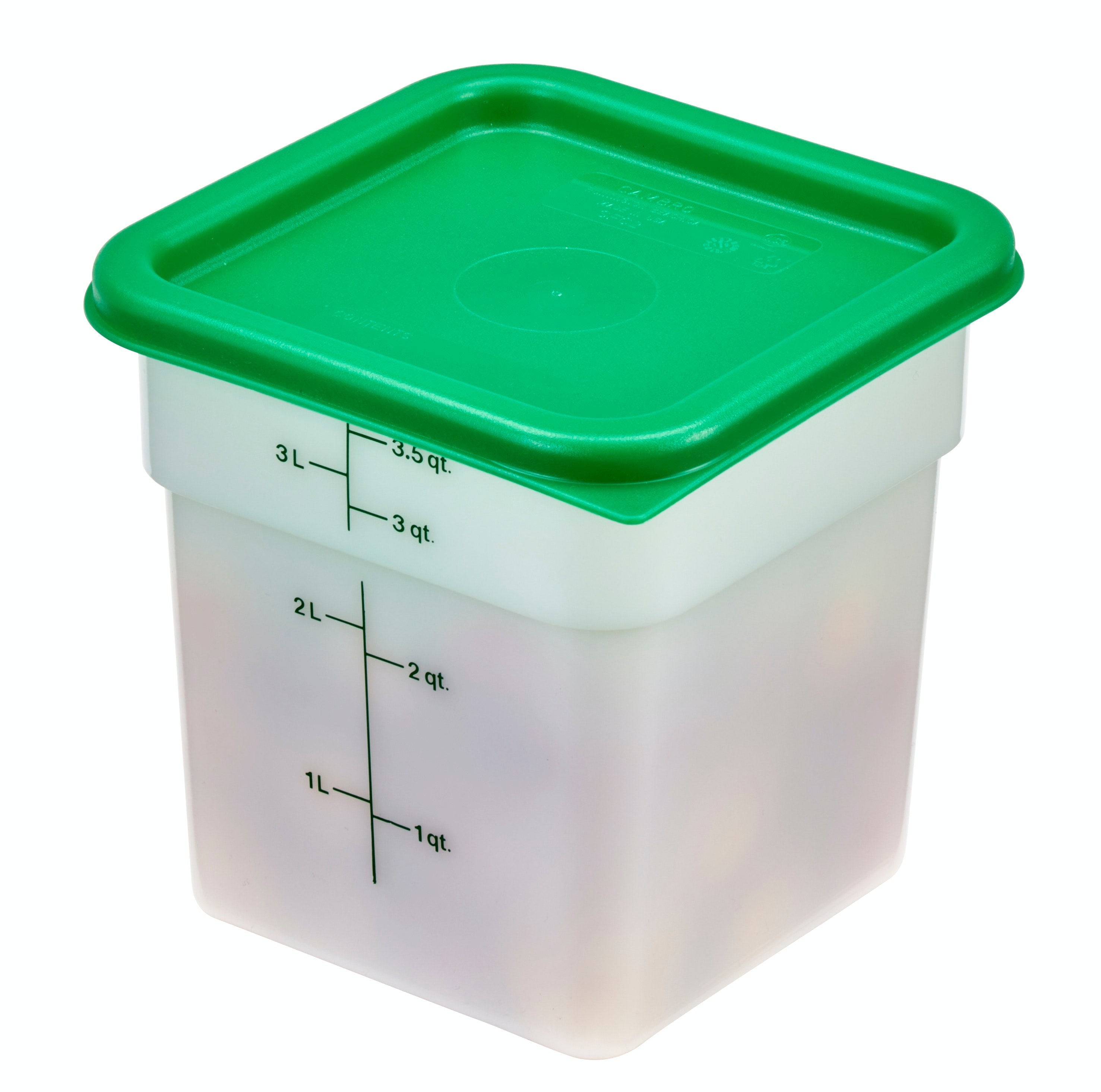 Cambro CamSquares® 4 Qt. Translucent Square Polypropylene Food Storage  Container and Green Lid - 3/Pack