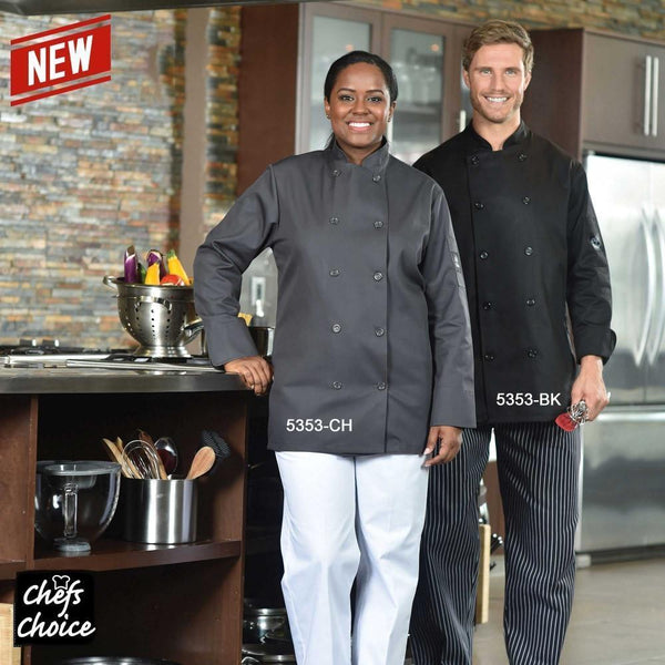 Chef Coat, Long Sleeve, Black, 2XL - 5353-BL-2XL