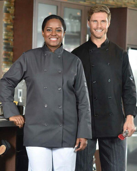 Chef Coat, Long Sleeve, Black, XL - 5353-BL-XL