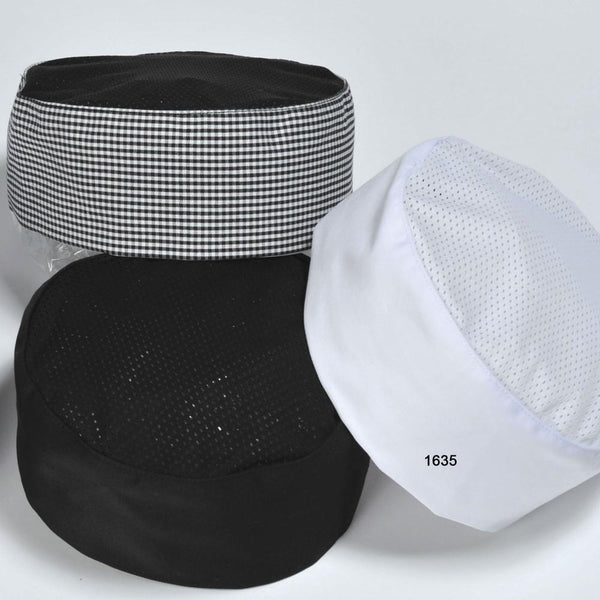 Pillbox Chef Hat Black, Mesh Top - 1635-BL